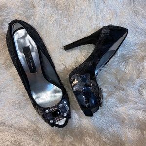 Black Sequin Dress Heel